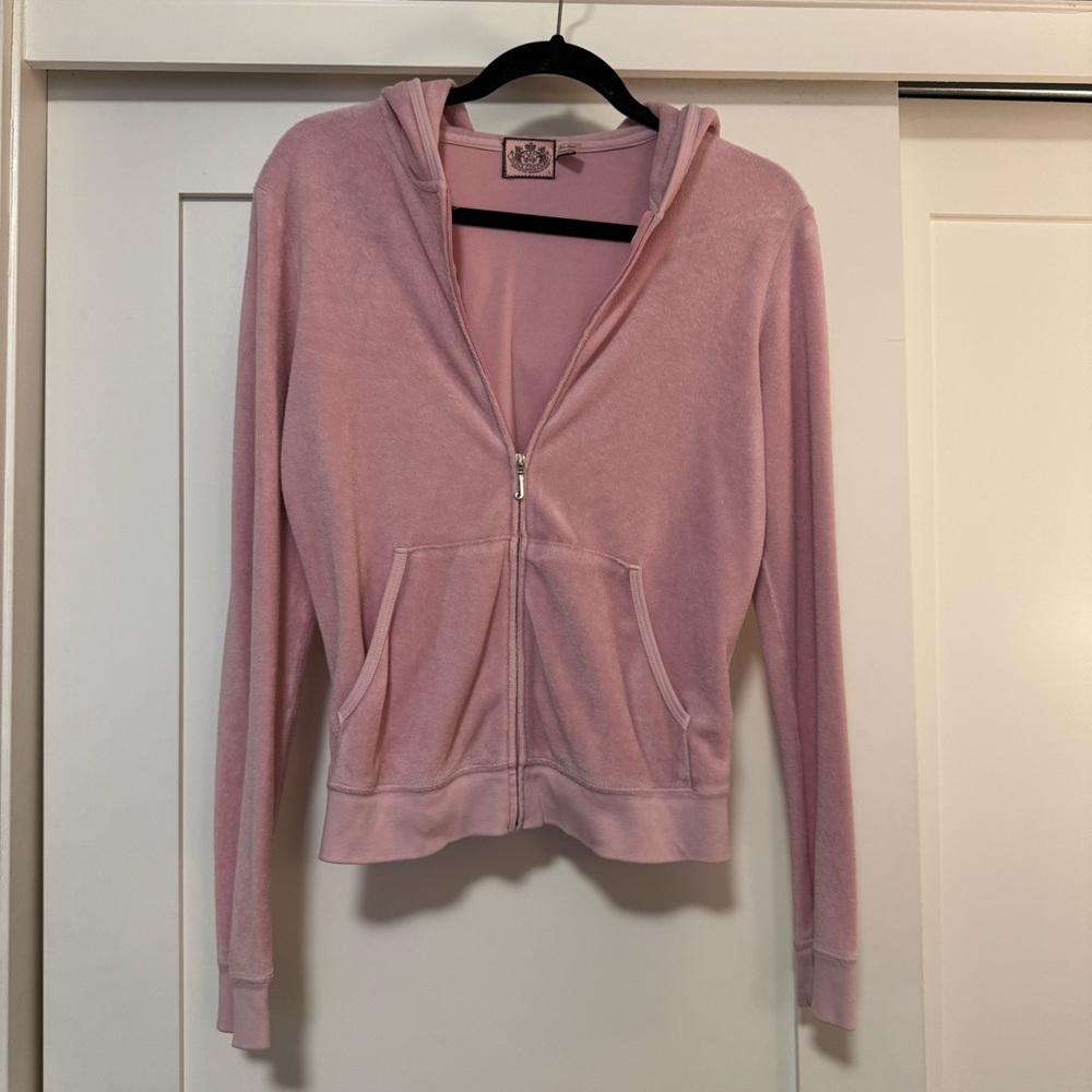 Terry-cloth pink zip up
